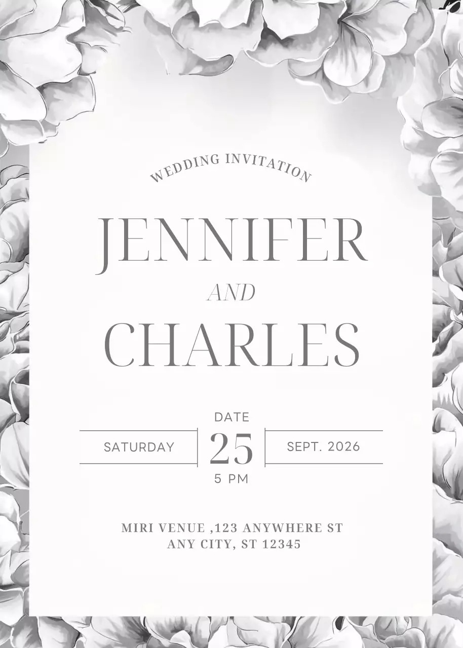 lời mời đám cưới màu xám thanh lịch