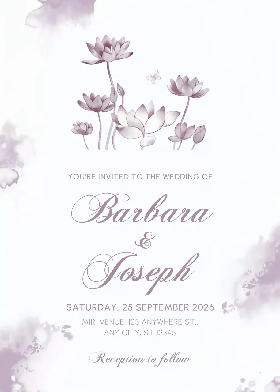 lời mời đám cưới màu tím thanh lịch