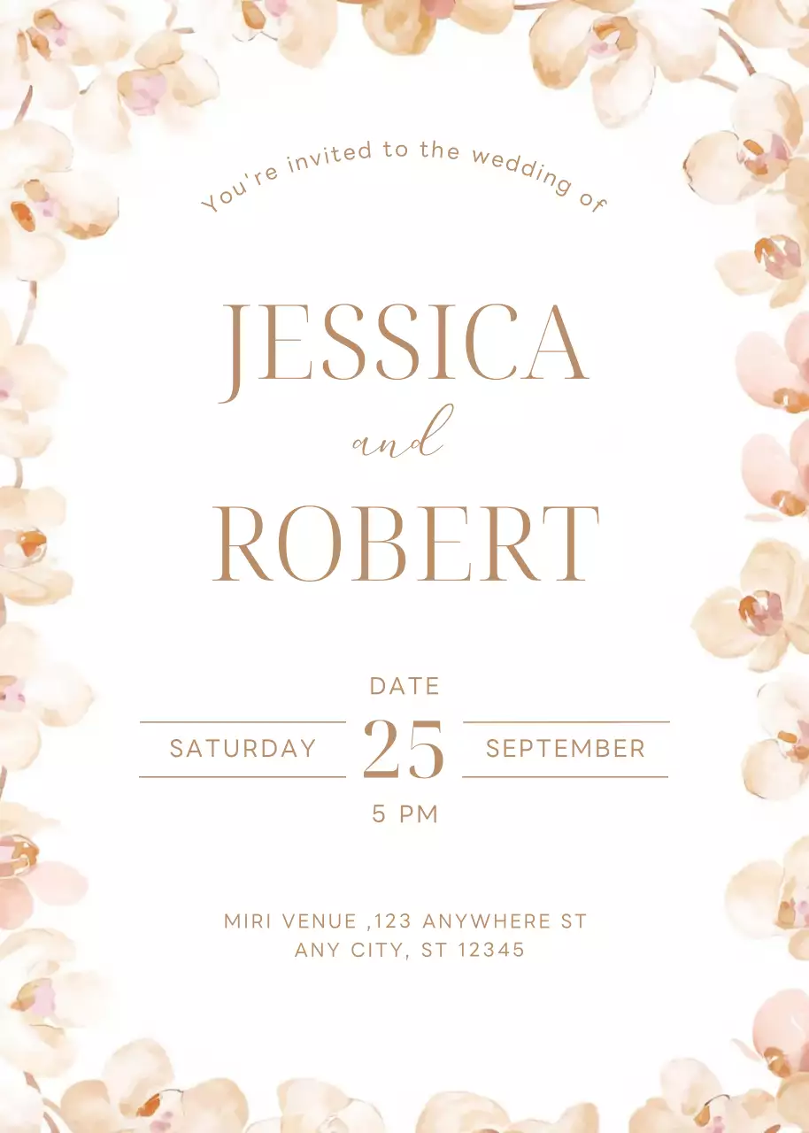 lời mời đám cưới thanh lịch màu be