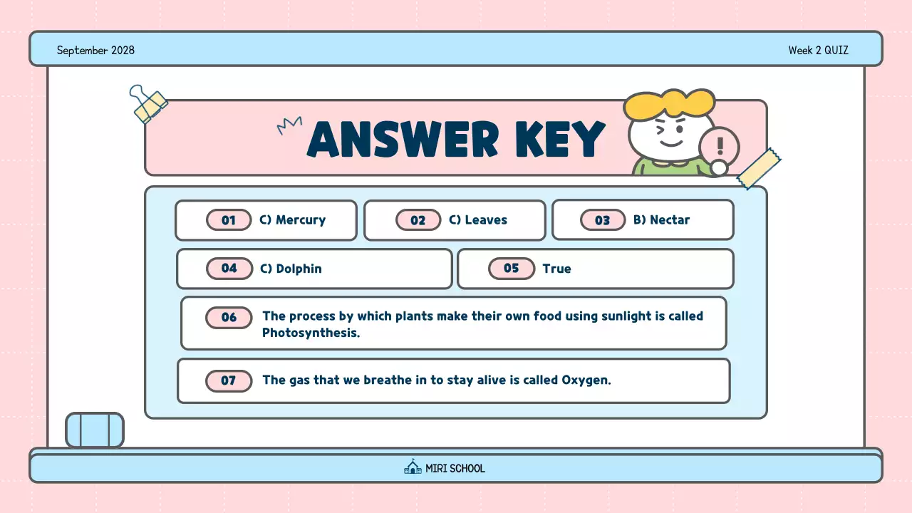 Pink Playful School Quiz Guide Presentation