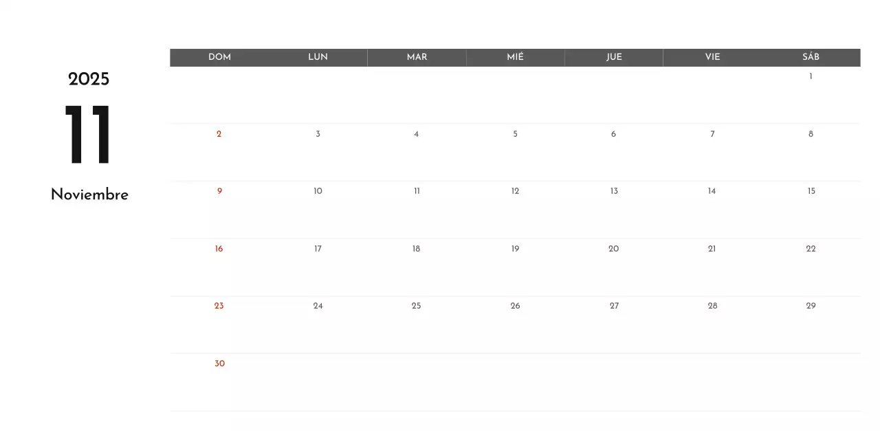 Un sencillo calendario corporativo en gris