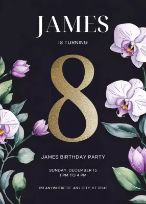 Black Elegant Birthday Invitation Poster
