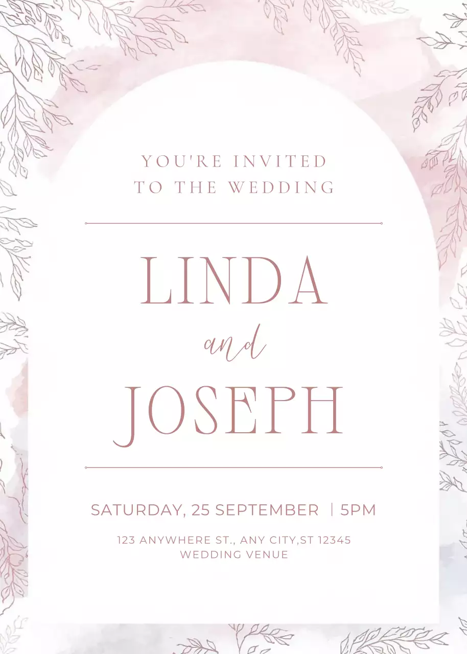 Convite de casamento elegante cor-de-rosa