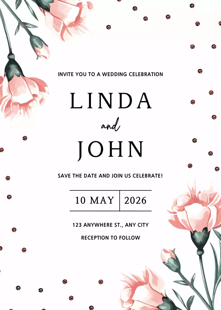 Undangan Pernikahan Elegan Berwarna Merah Muda