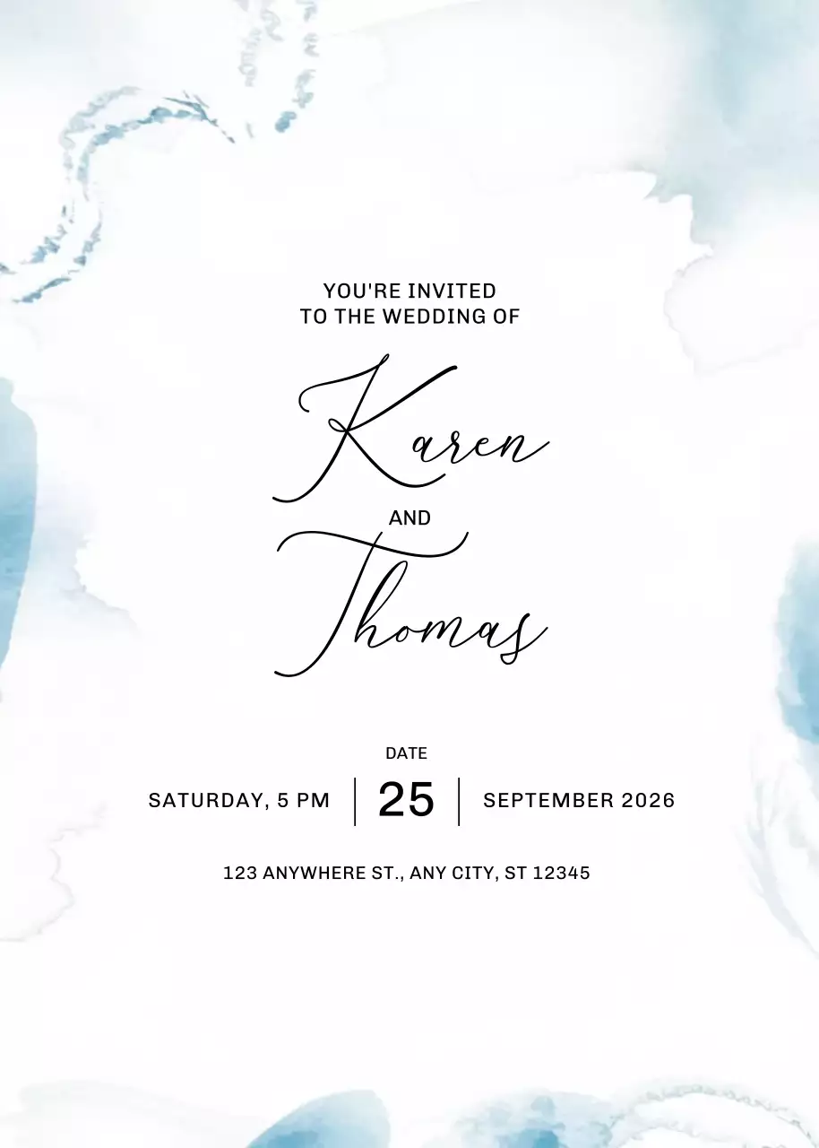 Thiệp cưới màu xanh thanh lịch