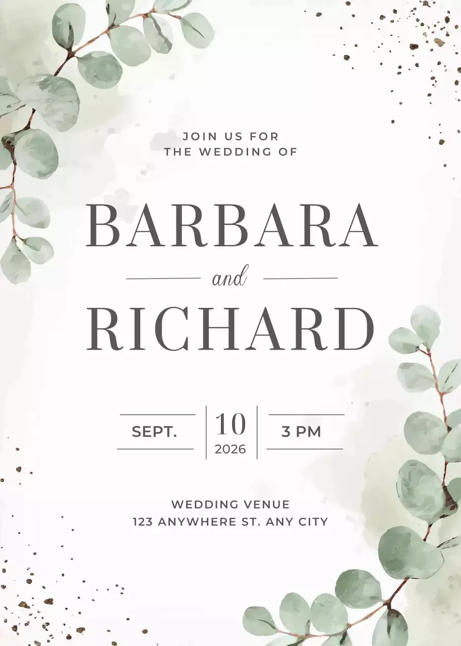 lời mời đám cưới thanh lịch màu xanh lá cây