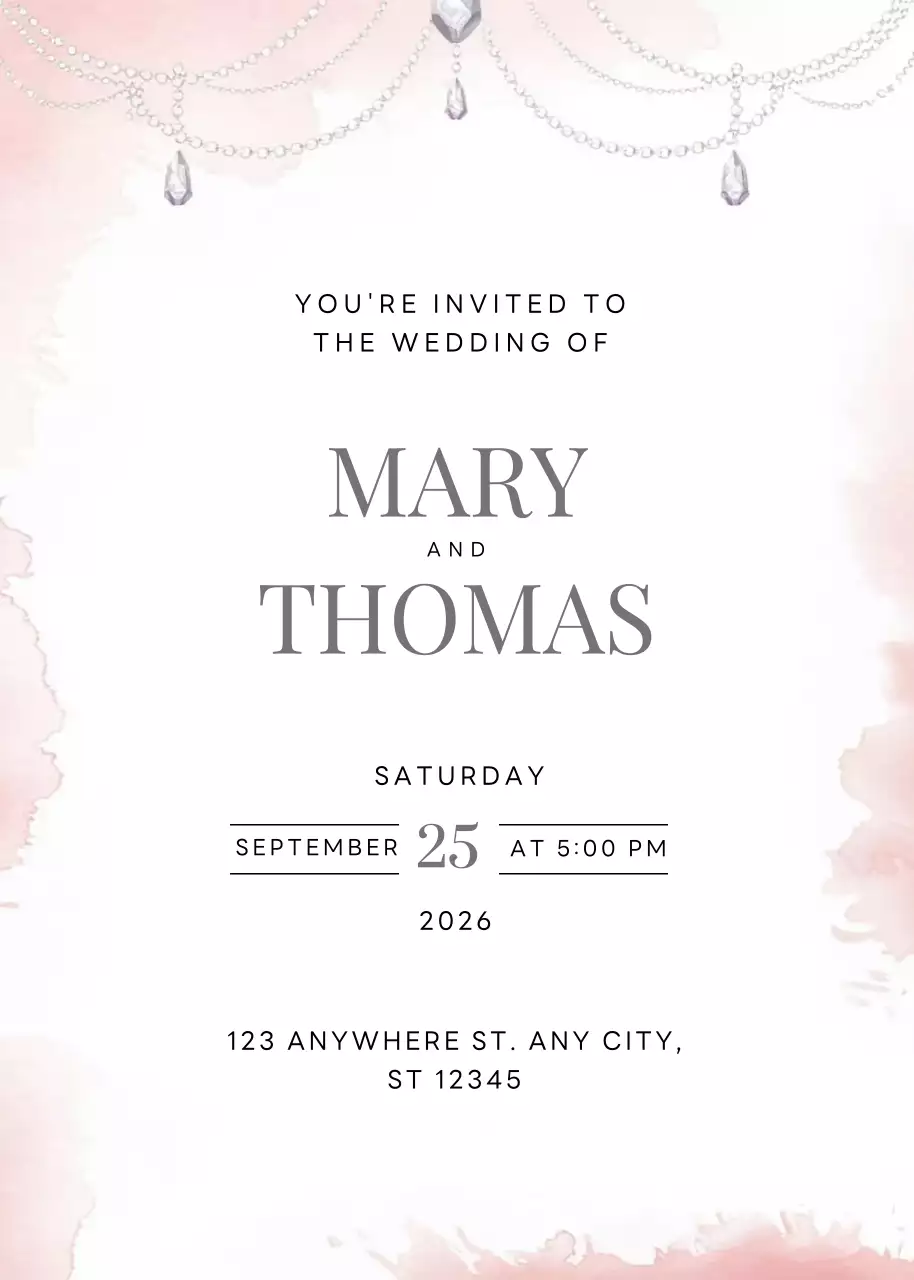 Thiệp cưới màu hồng thanh lịch