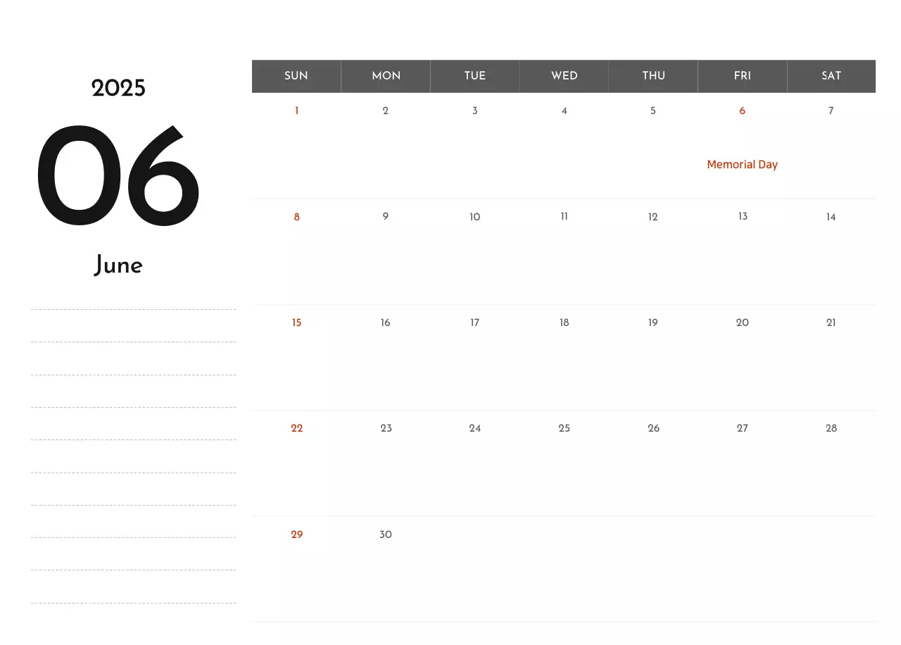 A simple corporate calendar in gray