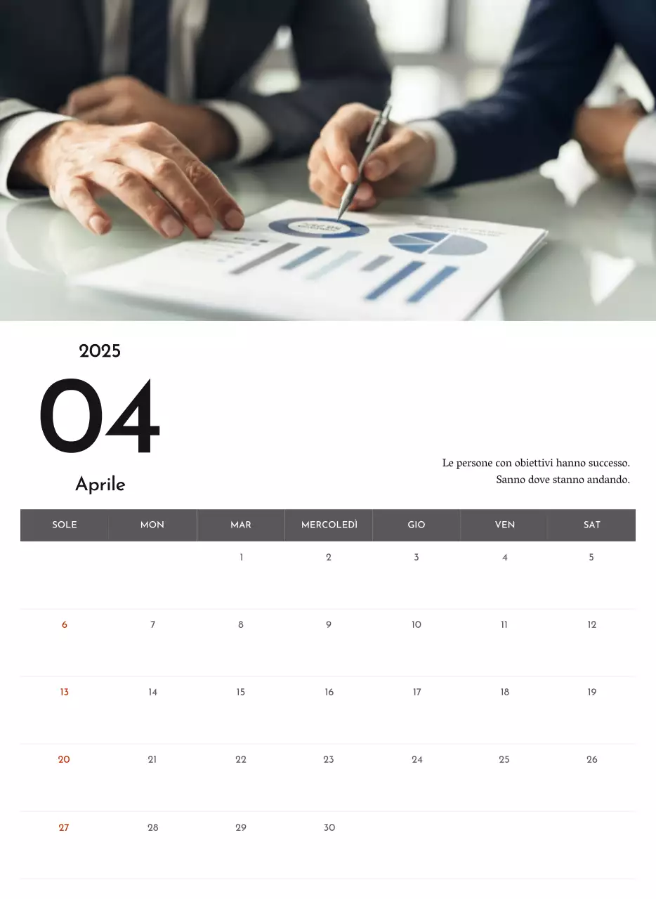 Un semplice calendario aziendale in grigio