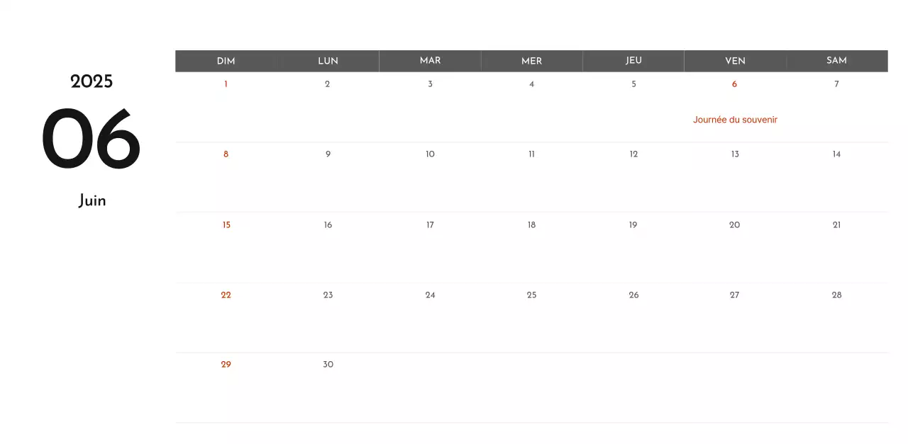 Un calendrier d'entreprise simple en gris