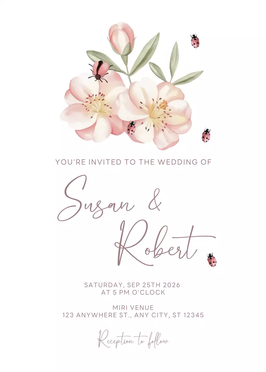 lời mời đám cưới màu hồng thanh lịch