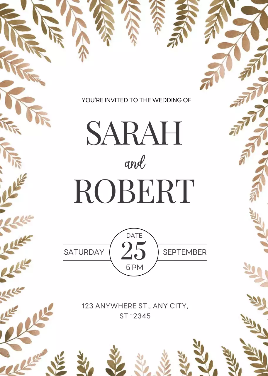 Thiệp cưới thanh lịch màu be