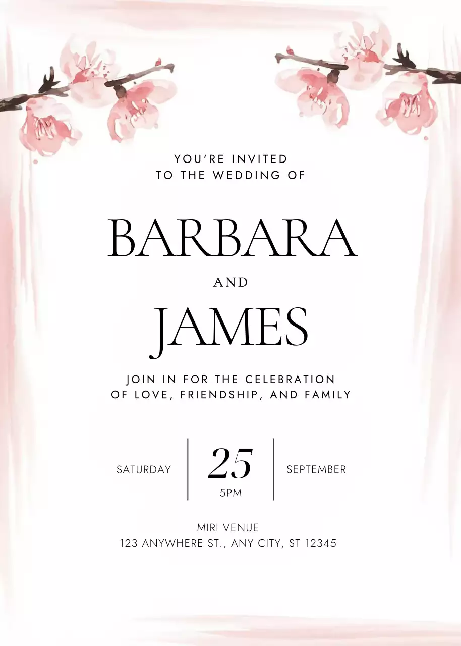 Undangan Pernikahan Elegan Berwarna Merah Muda