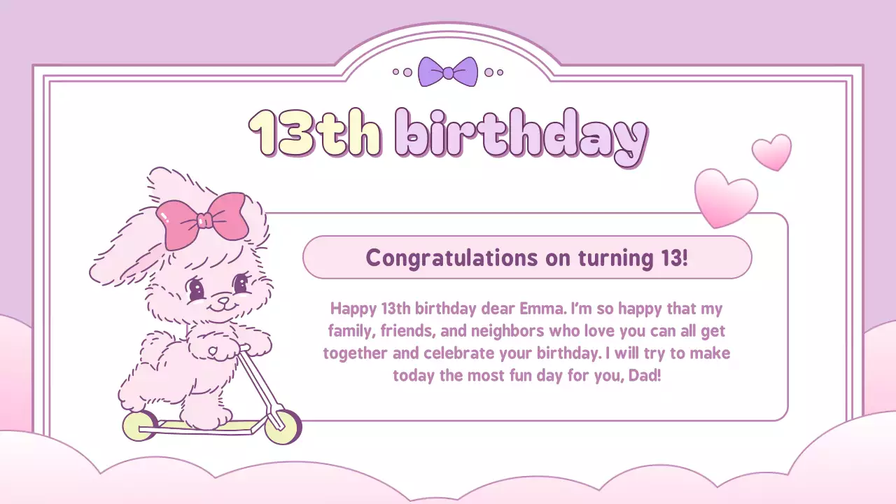 핑크 귀여운 생일 초대장 프레젠테이션