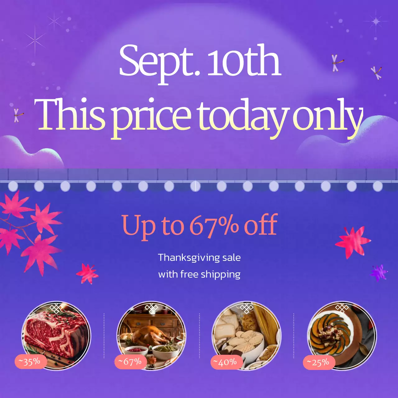 Purple Festive Gift Promotion Instagram Carousel