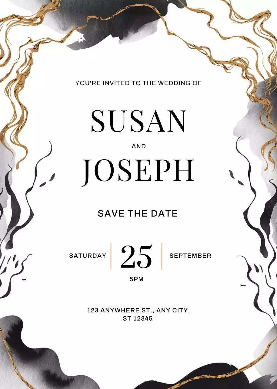 Thiệp cưới màu đen thanh lịch