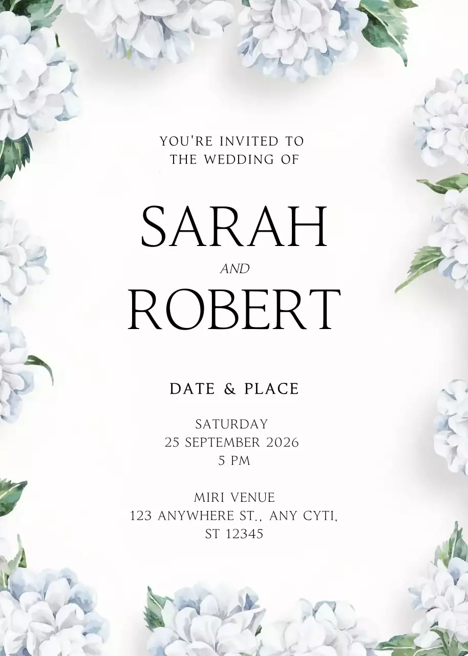 lời mời đám cưới màu trắng thanh lịch