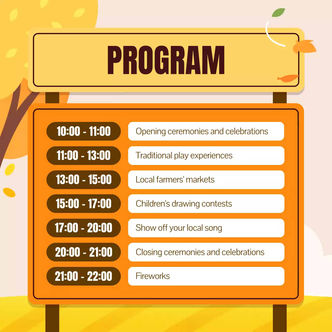 Orange Traditional Autumn Event Instagram Carousel