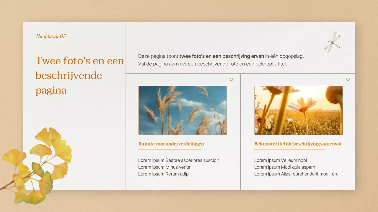 Merkintroductie met een oranje, natuurlijke herfstachtergrond