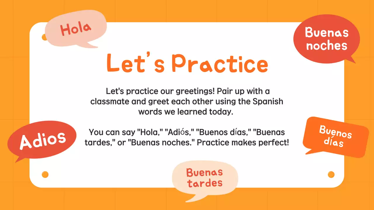Orange Simple Spanish Class Guide Presentation