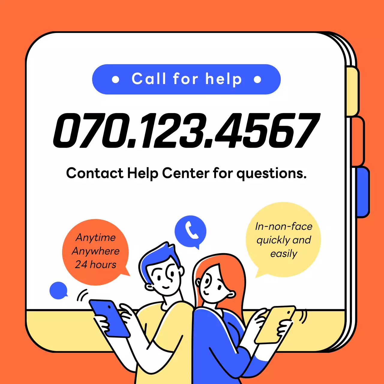 Orange Modern Help Advertisement Social Media Post