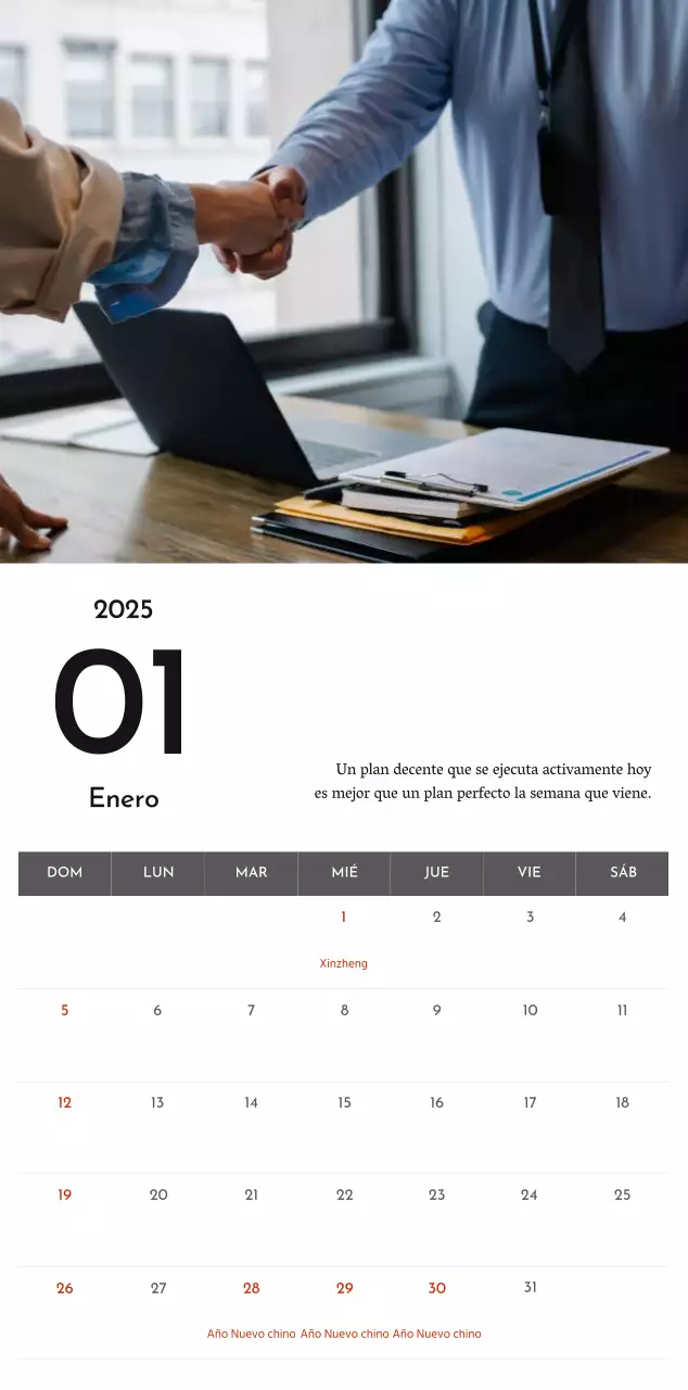 Un sencillo calendario corporativo en gris