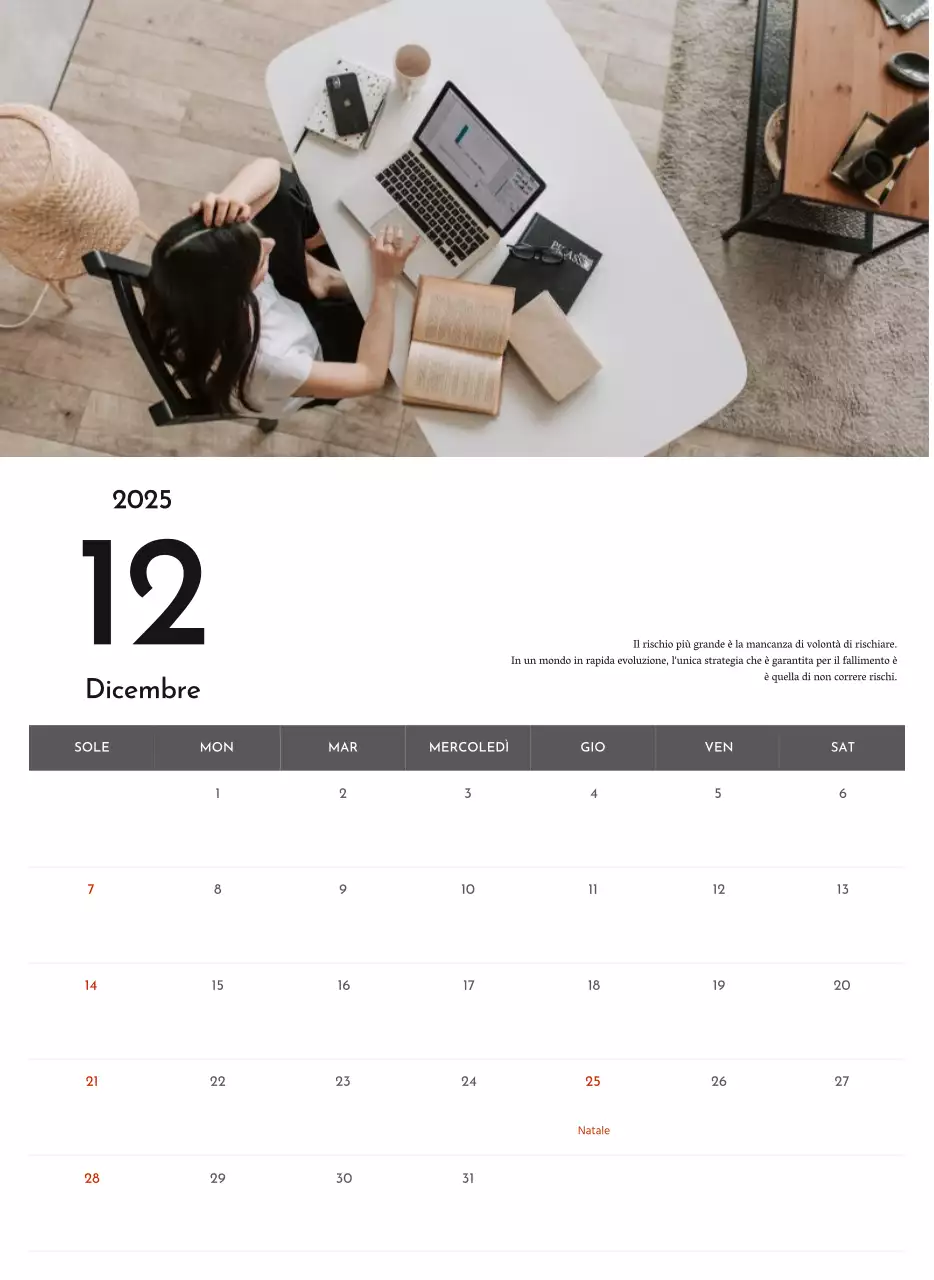 Un semplice calendario aziendale in grigio