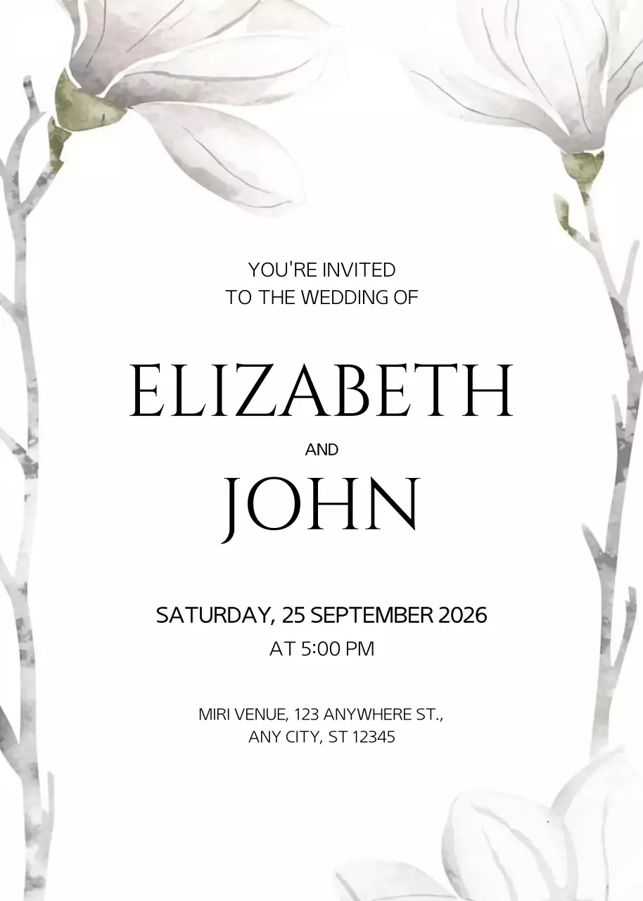 Undangan Pernikahan Elegan Berwarna Putih