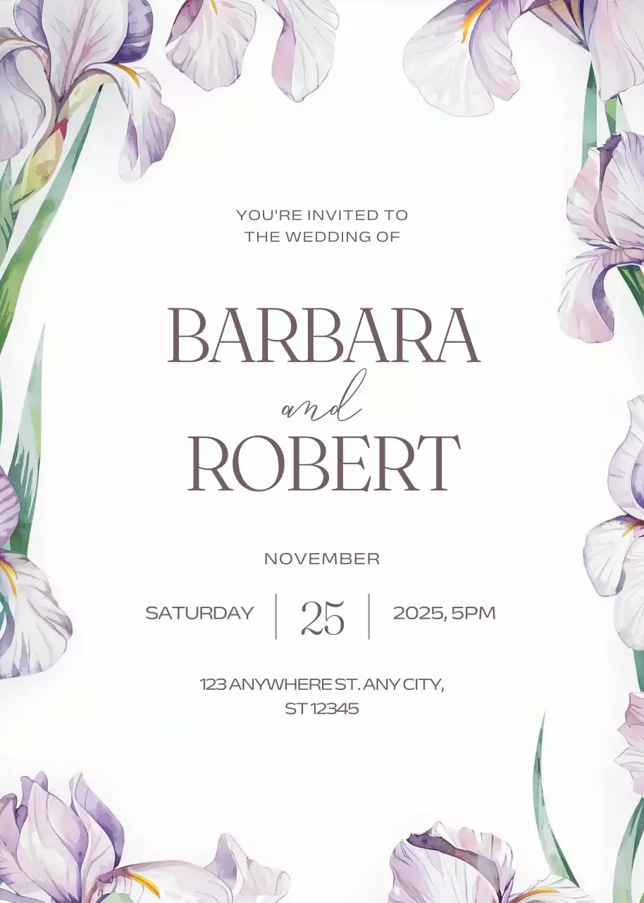 Thiệp cưới màu trắng thanh lịch