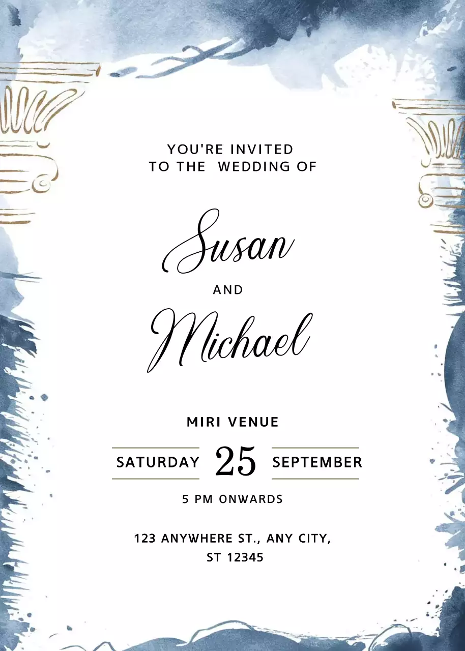 Undangan Pernikahan Klasik Biru