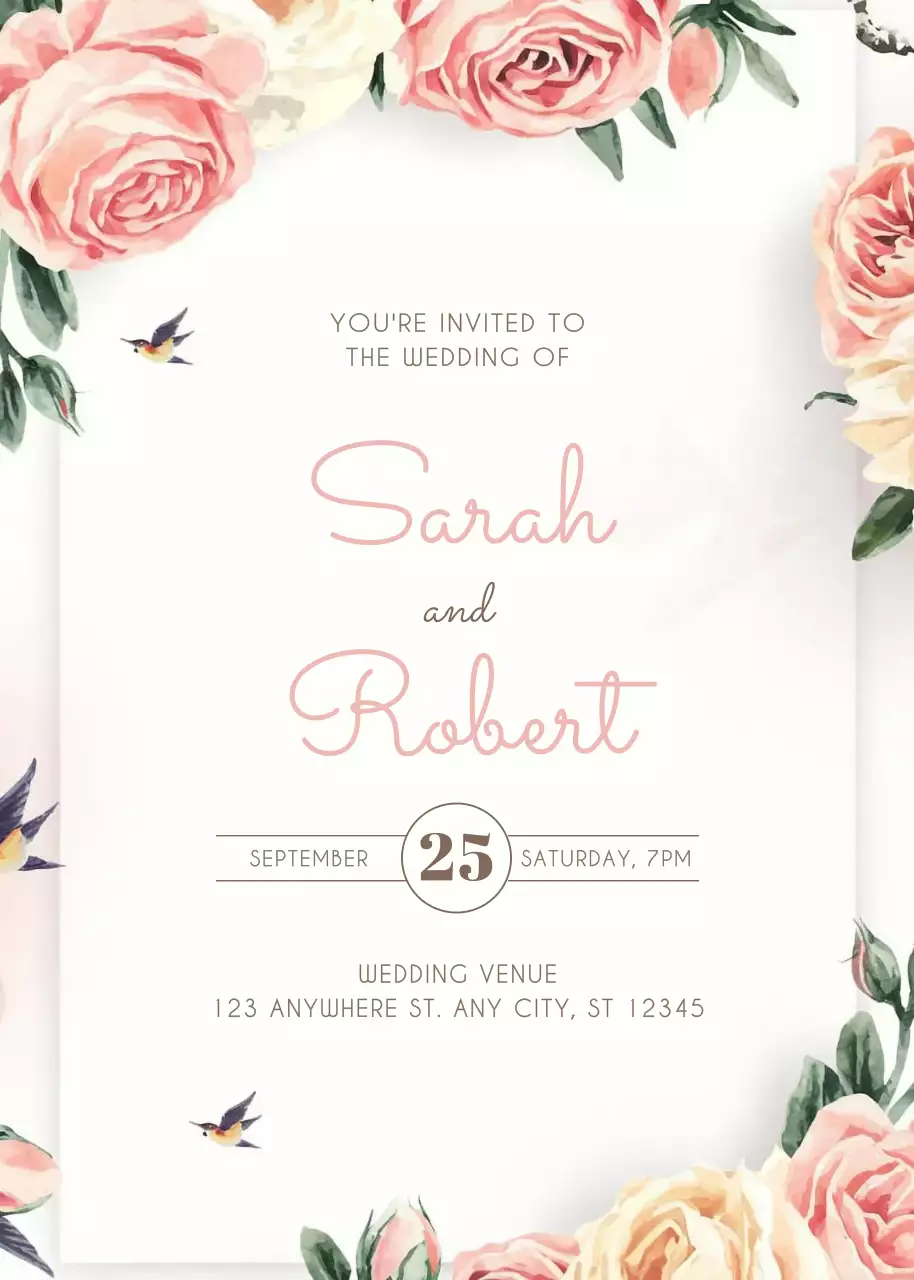 lời mời đám cưới màu hồng thanh lịch