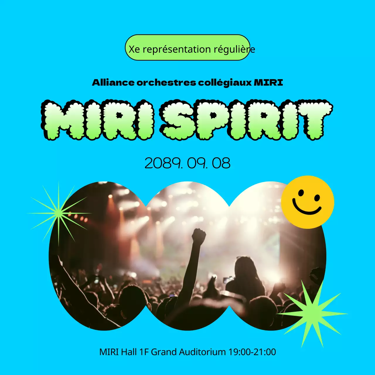 Promouvoir les concerts rétro en bleu clair