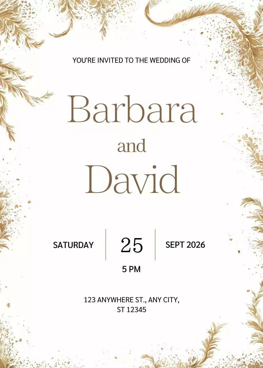 Undangan Pernikahan Emas Elegan