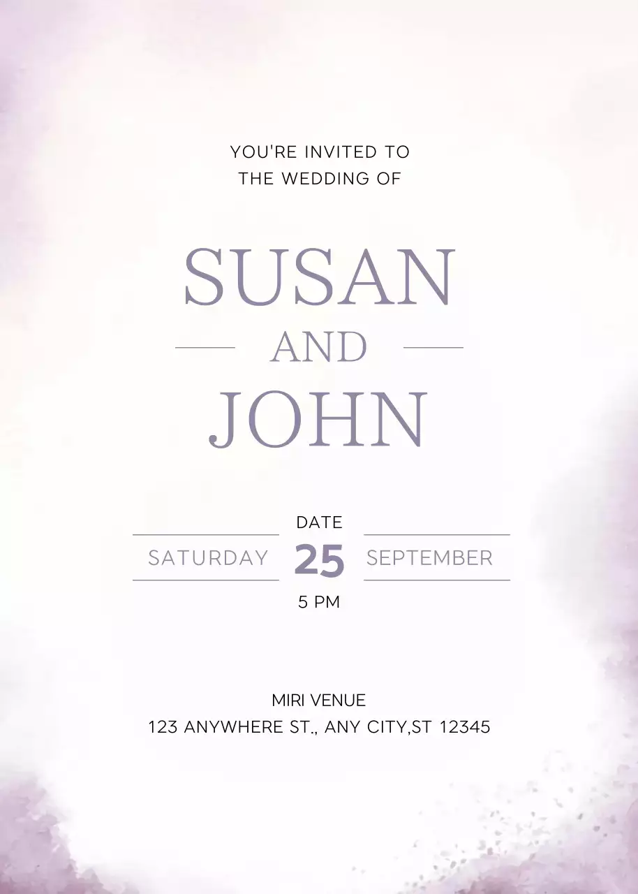 Thiệp cưới màu tím thanh lịch