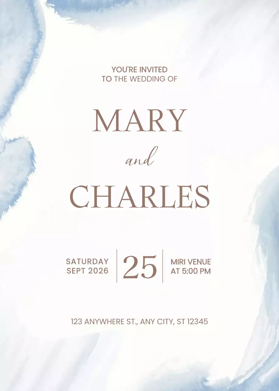 Undangan Pernikahan Biru Elegan