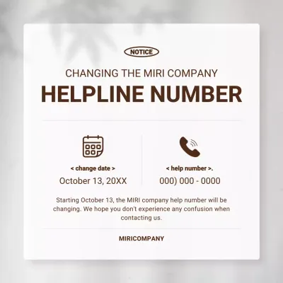 Brown Simple Helpline Notice Social Media Post