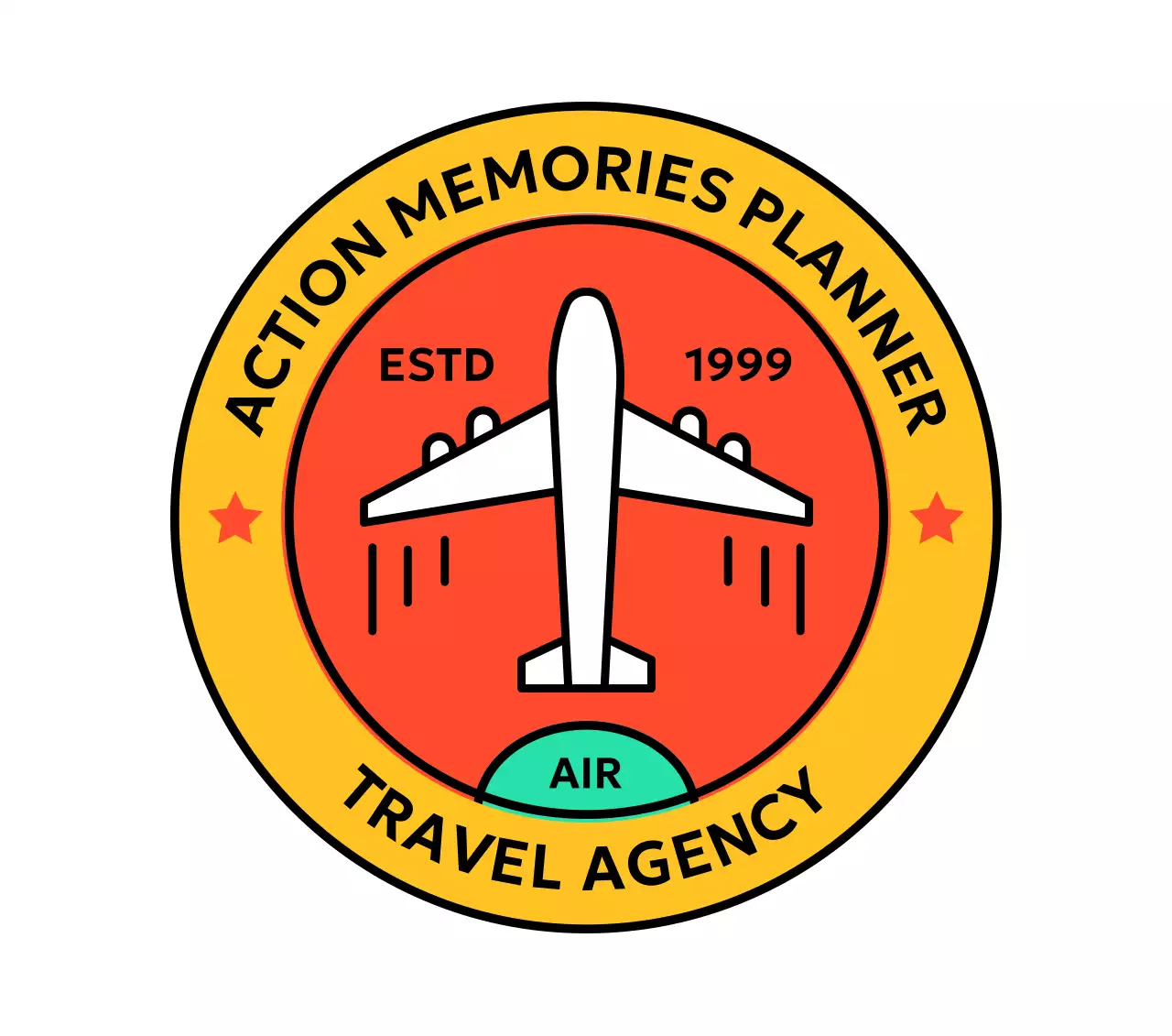 강렬한 색상의 화려한 여행 로고