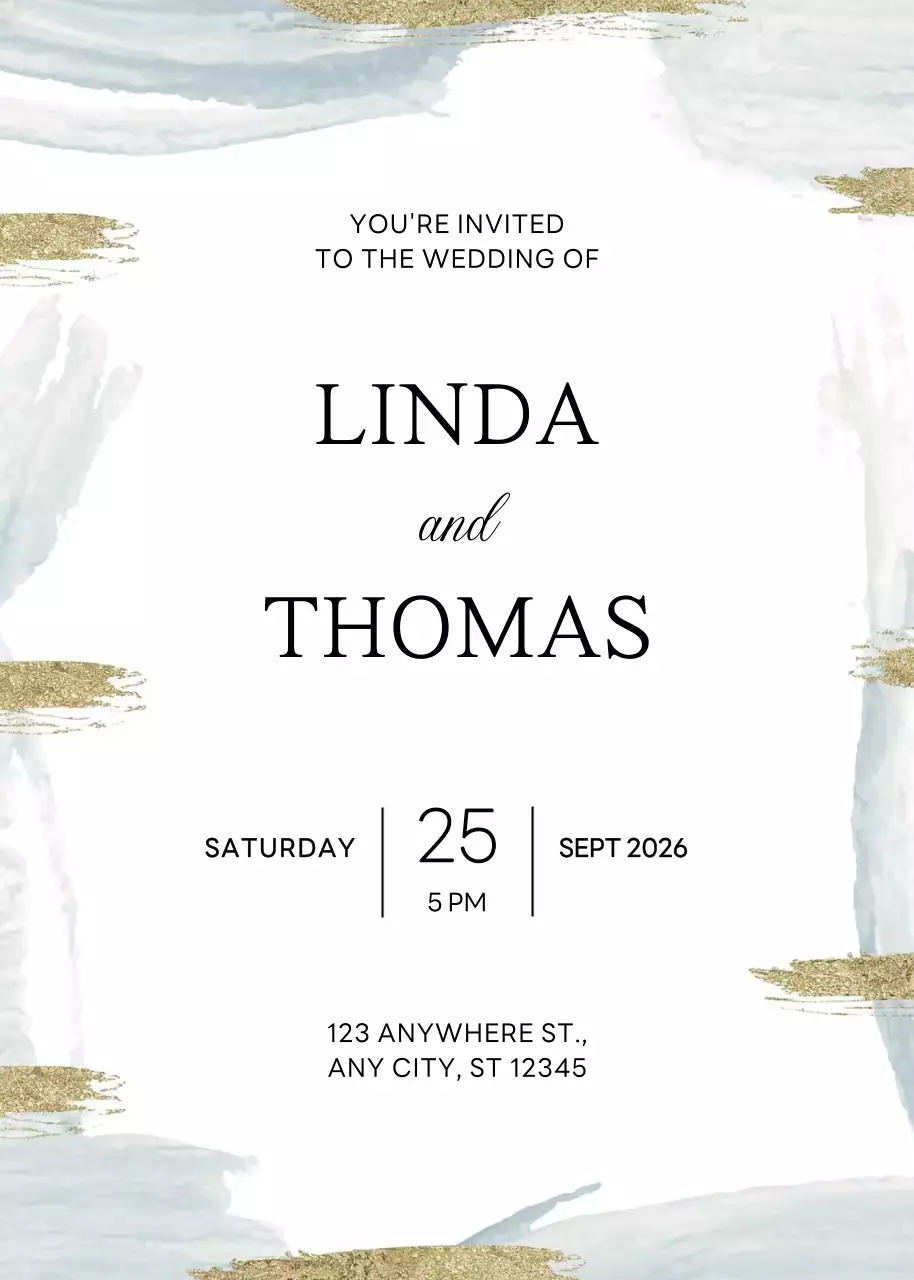 Thiệp cưới tối giản màu vàng