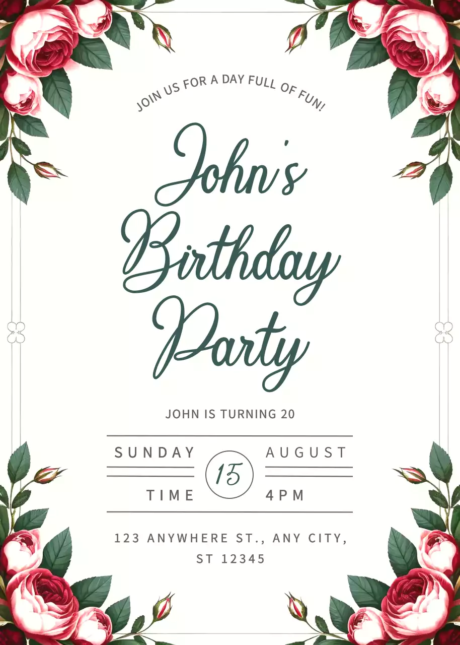 Thiệp mời sinh nhật màu trắng thanh lịch