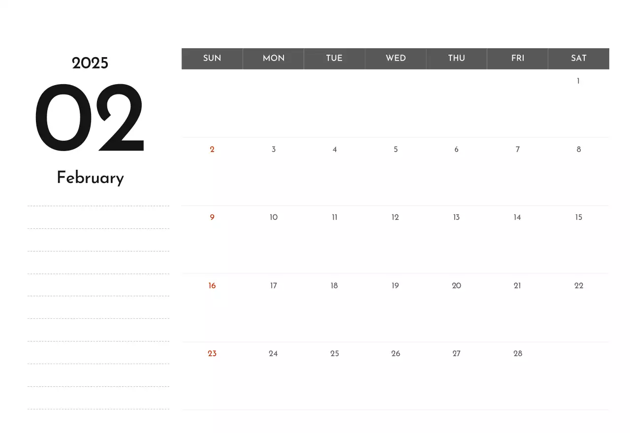 A simple corporate calendar in gray