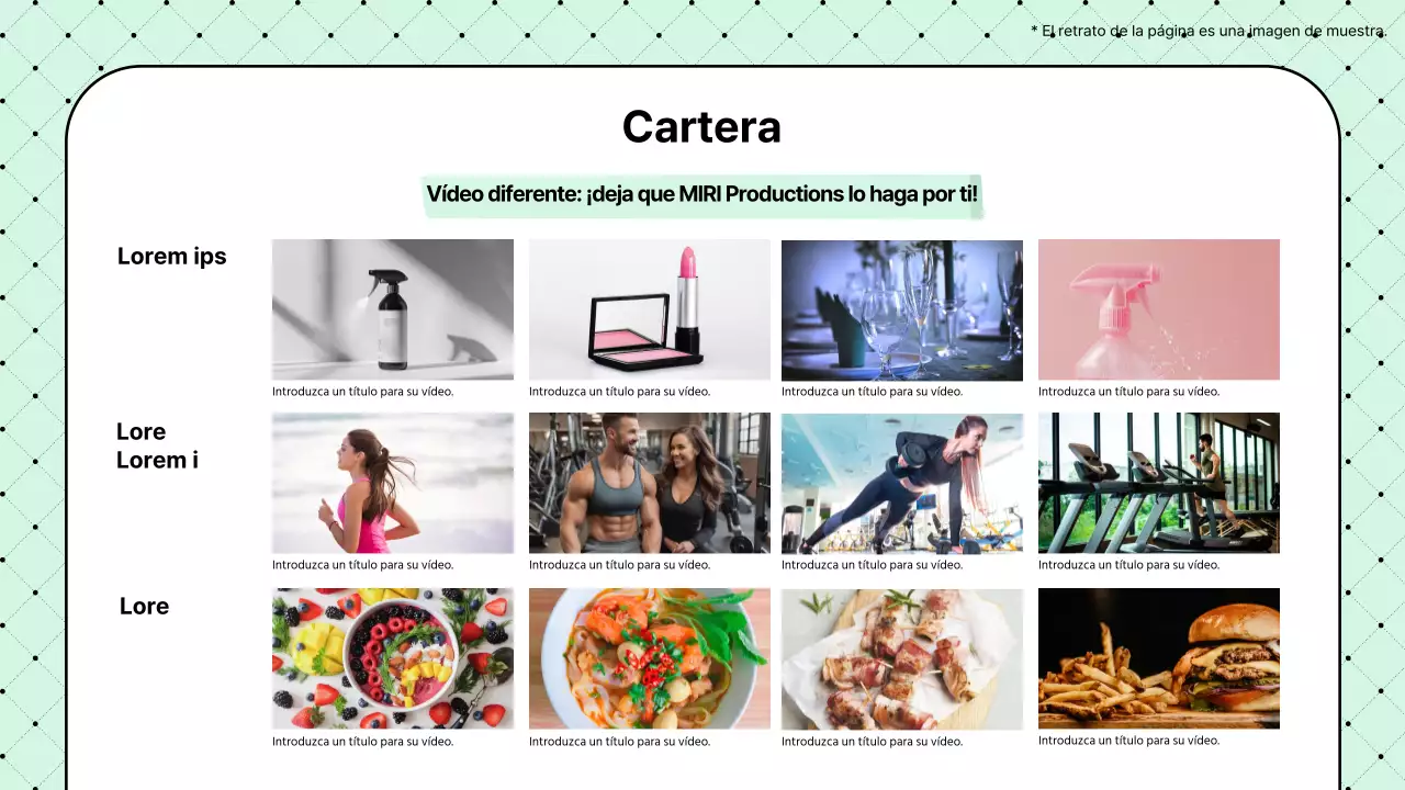Sencilla propuesta de productora de vídeo en color menta