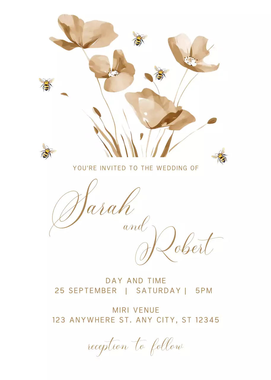 Poster Thiệp Mời Đám Cưới Sang Trọng Màu Be