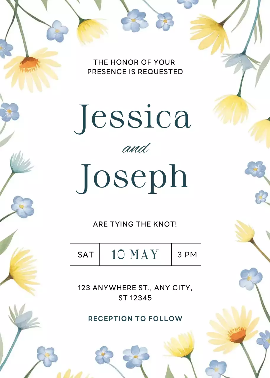 Thiệp cưới màu vàng thanh lịch