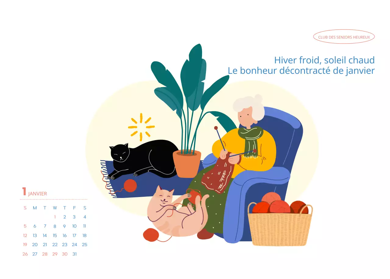 Calendrier d'entreprise avec de jolies illustrations