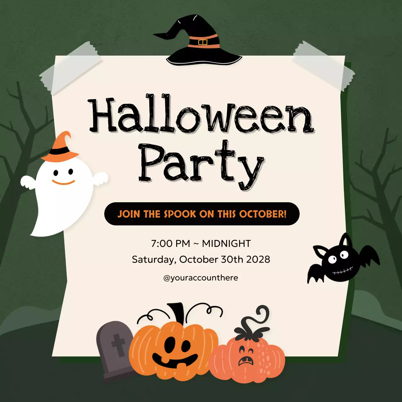green spooky Halloween invitation