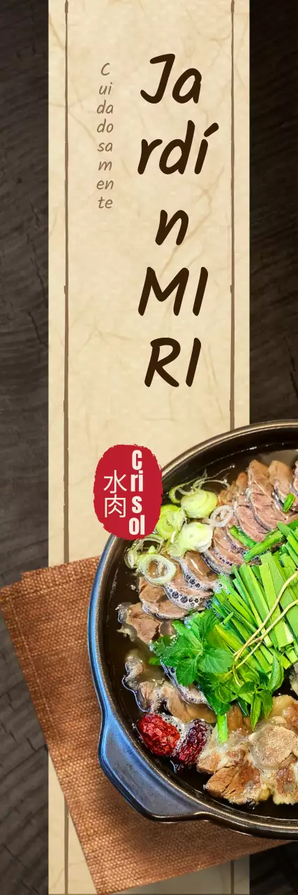 Cálida pancarta de restaurante jardín coreano