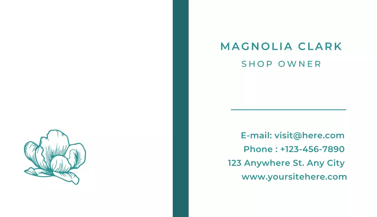 Teal Minimal Business Card
