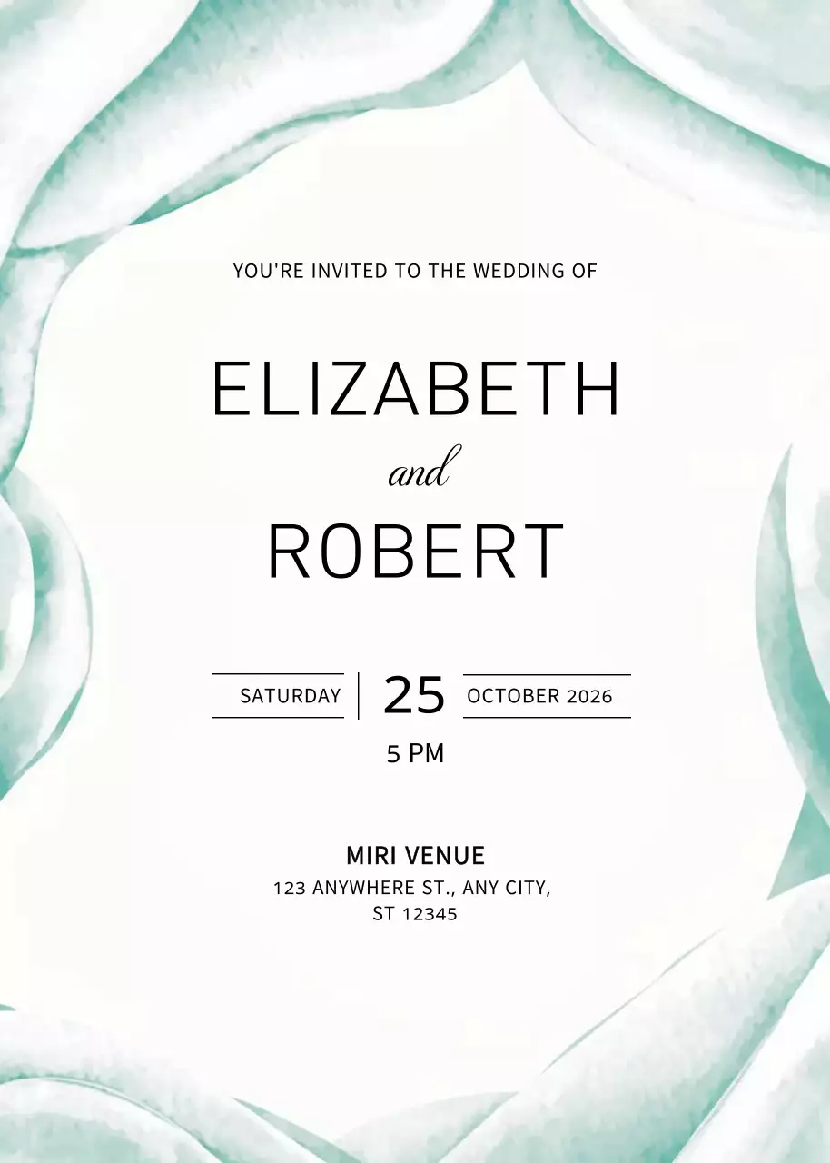 Thiệp cưới xanh thanh lịch