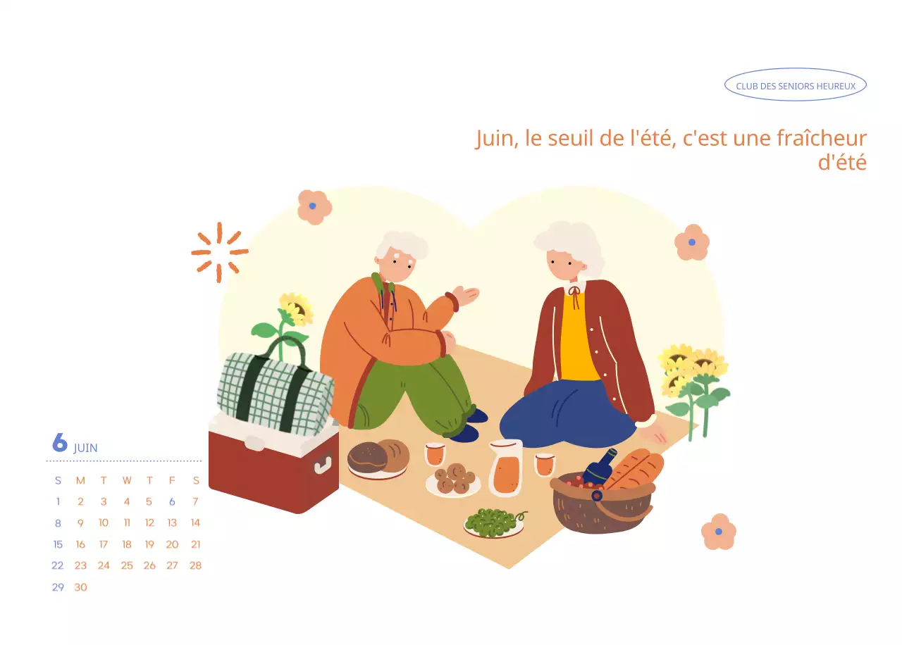 Calendrier d'entreprise avec de jolies illustrations