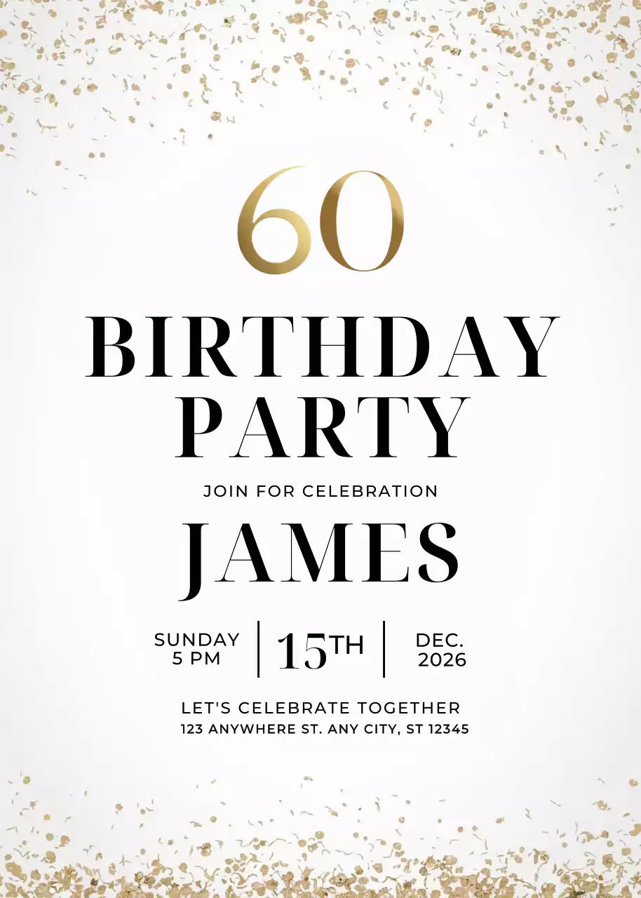 lời mời sinh nhật sang trọng màu vàng